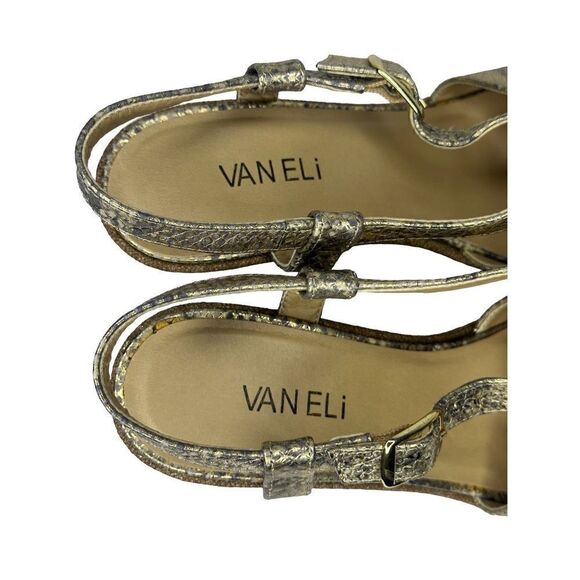 VANELi Gold Metallic Snakeskin Wedge Sandals 
Size 9 1/2 - Picture 10 of 12